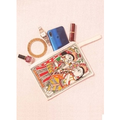 Beige Hand painted Madhubani potli bag-3