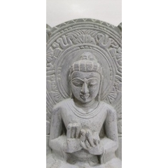 White Budhha Sculpture in Dharmachakra Mudra